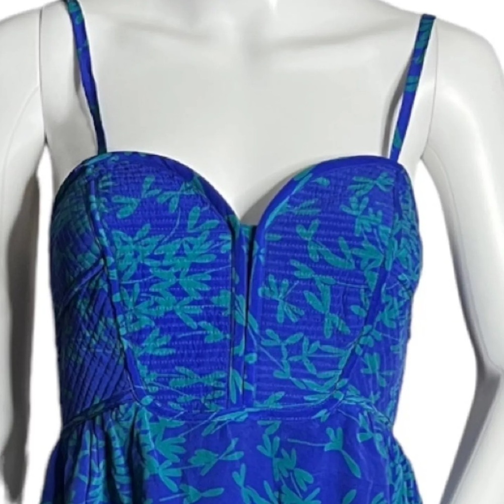 Anthropologie Maeve Blue Green Silk Dress - Picture 4 of 10